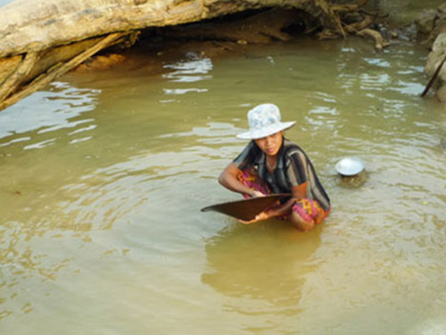 老挝、柬埔寨女子-淘洗砂金